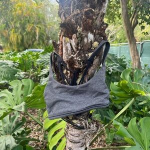 Gray Lululemon Strappy Sports Bra with Black Straps